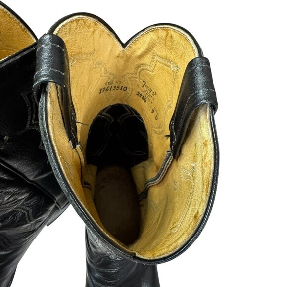 Tony Lama Vinatge Men’s Black Leather Western Cowboy Boots Size 9D Style 2964 - Picture 9 of 12
